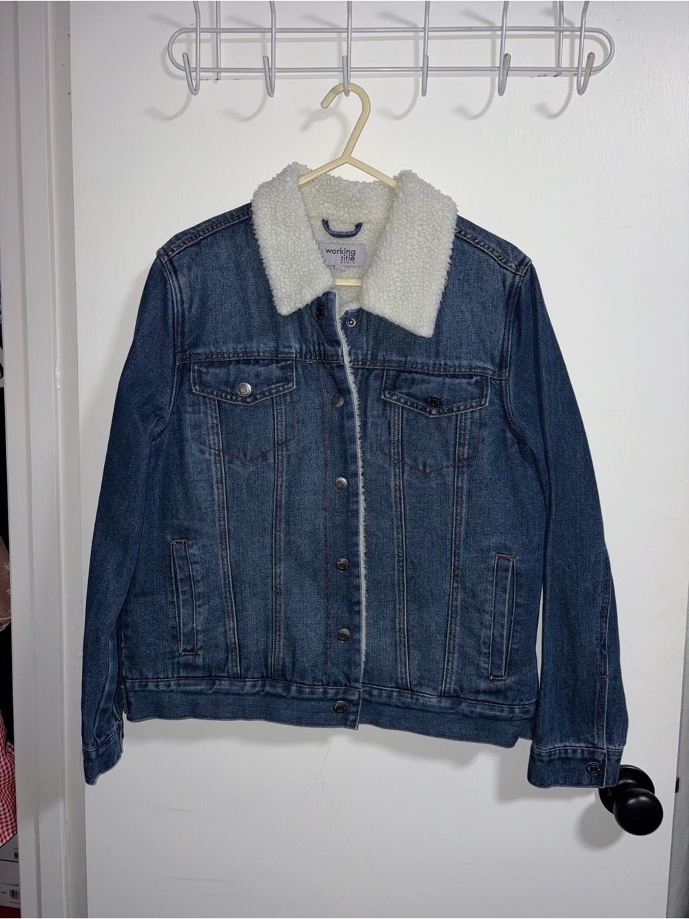 Women Blue Denim Sherpa Jacket
